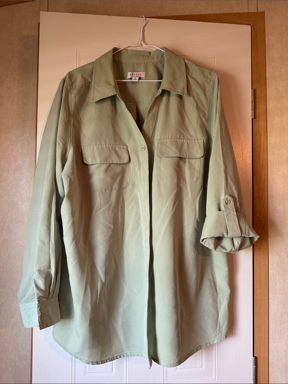d.i. & co. Sage Green Button-Front Blouse